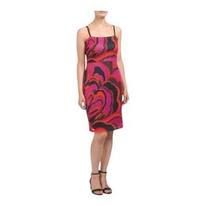TRINA By Trina Turk Floral Midi Dress Sleeveless/Red Black Pink Size 0‎